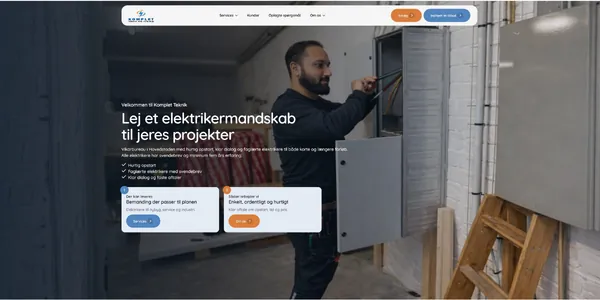 Hjemmeside lavet af Moneyweb til Komplet Teknik ApS